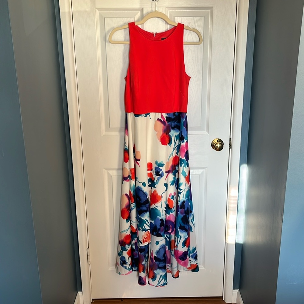 High low Vince Camuto Red / Floral Color-block Dress